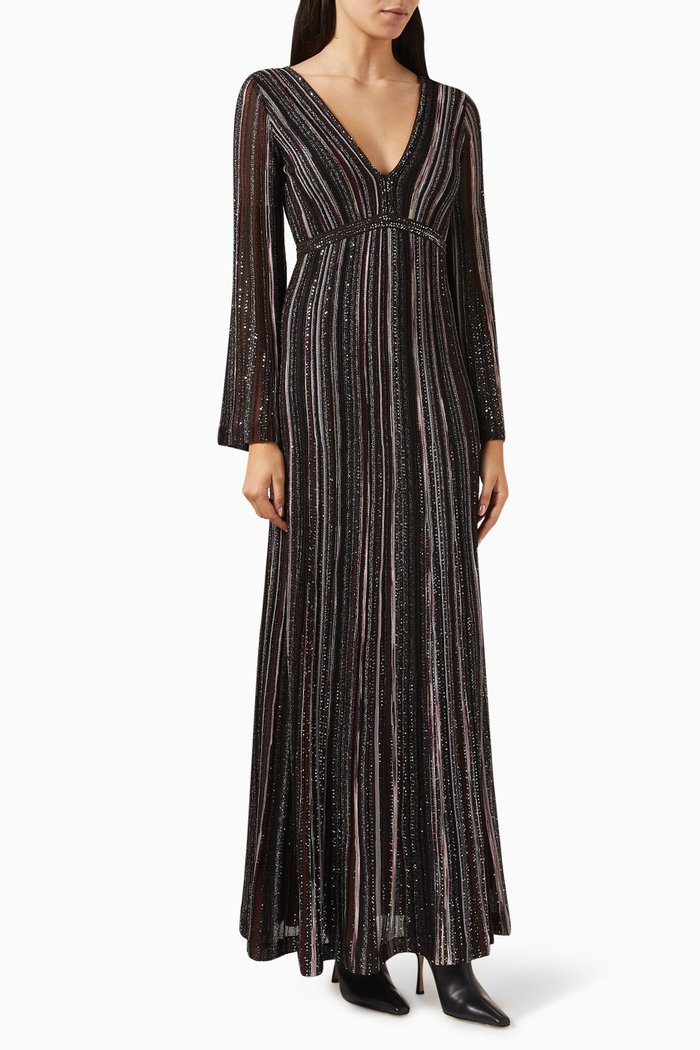 

Striped Maxi Dress in Knit, Multicolour