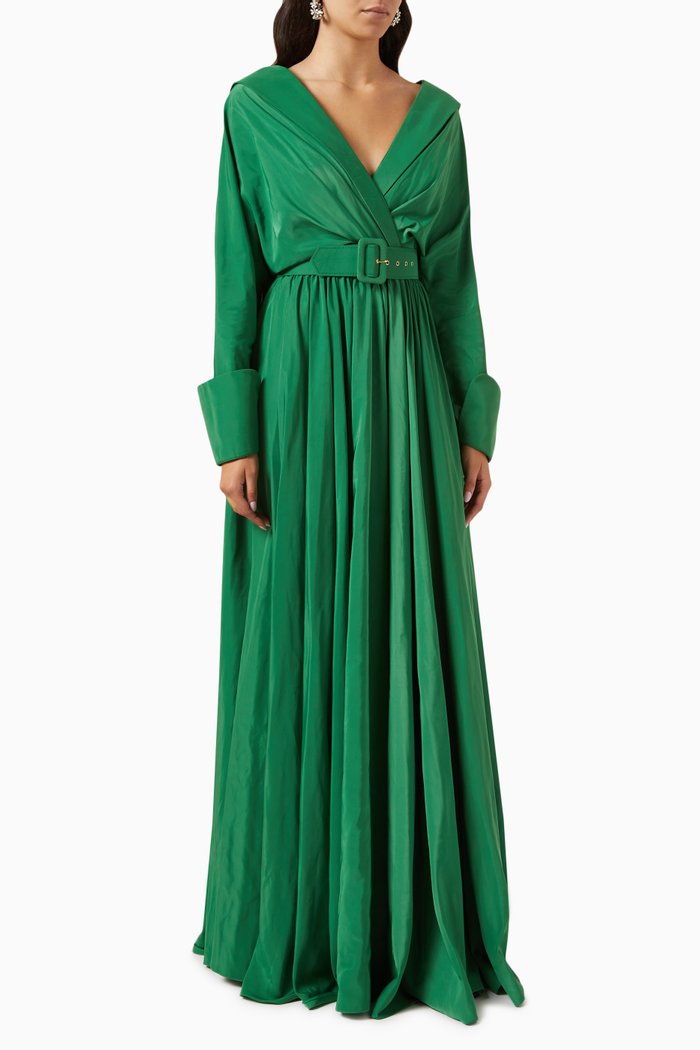 

Carrie Maxi Dress in Taffeta, Green