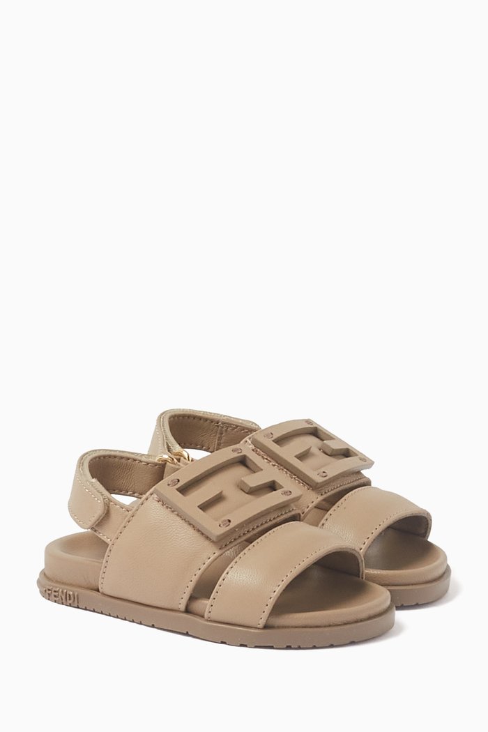 

FF Logo Sandals in Nappa, Neutral