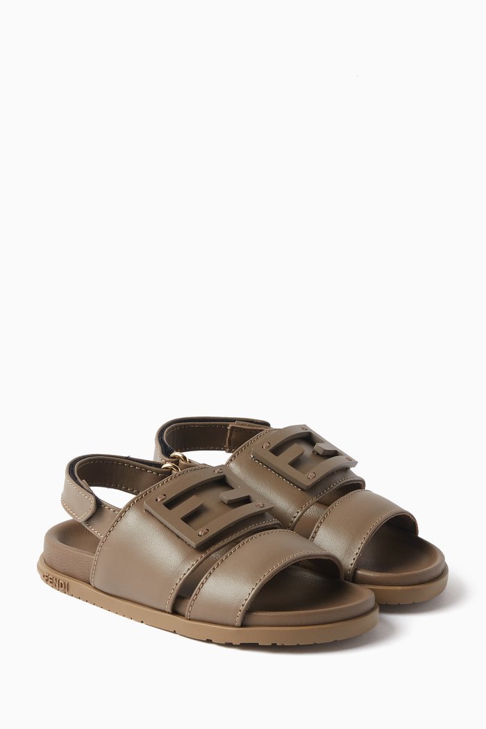 

FF Logo Sandals in Nappa, Brown
