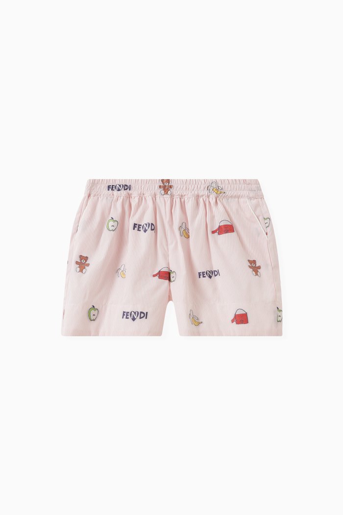 

Embroidered Fendi Elements Shorts in Cotton, Pink
