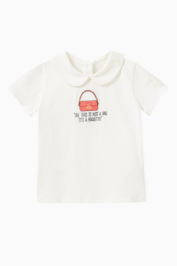 Bag-print Top in Cotton, White