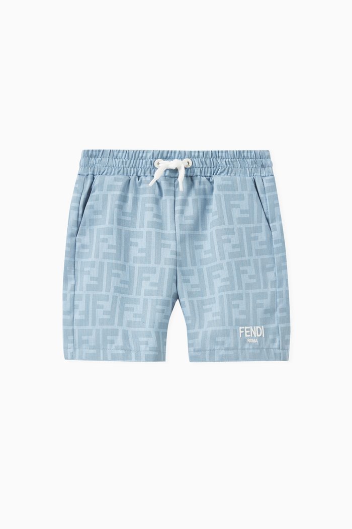 

Logo-print Shorts in Cotton Chambray, Blue