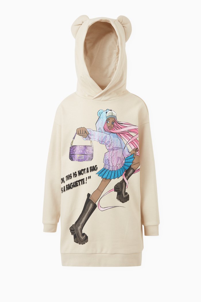 

Graphic Logo-print Oversized Hoodie in Cotton, Neutral