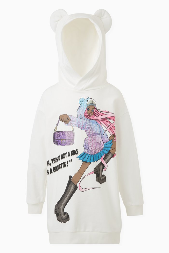 

Graphic Logo-print Oversized Hoodie in Cotton, White