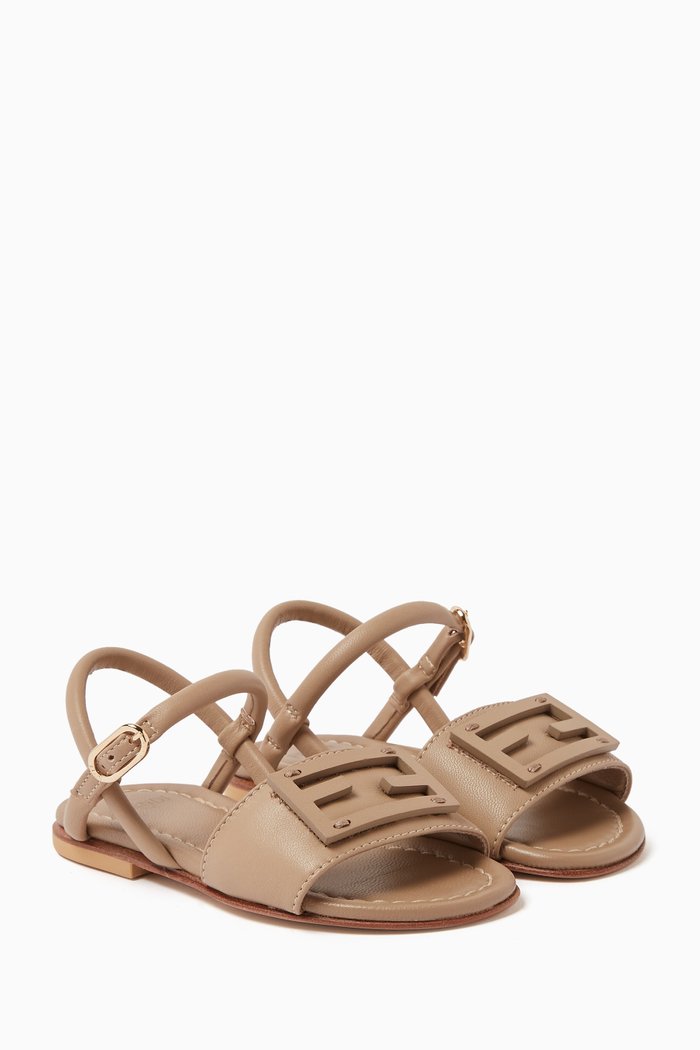 

Embossed Logo Sandals in Nappa Leather, Neutral