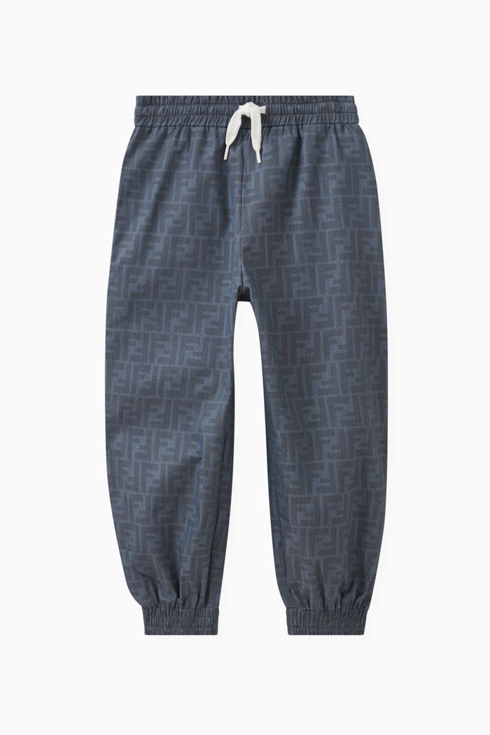

FF Monogram Trousers in Chambray, Blue