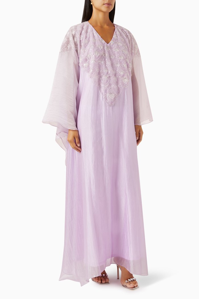 Beaded Lace Kaftan, Purple