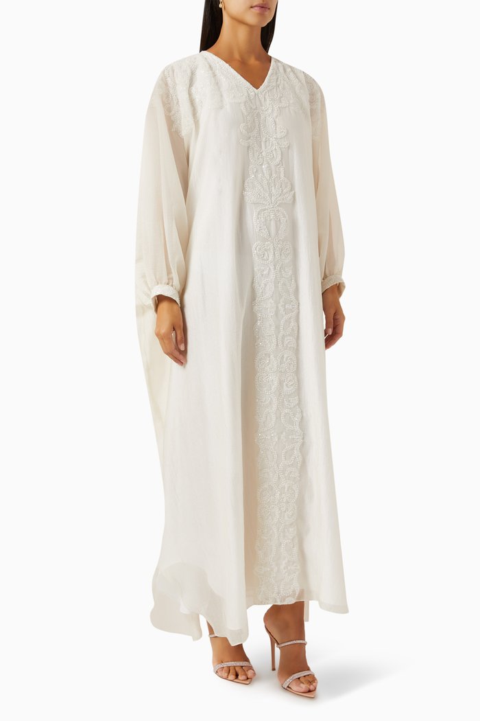 

Beaded Lace Kaftan, Neutral