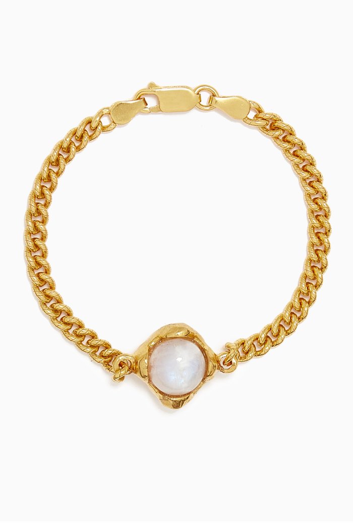 

The Eye of the Moonstone Bracelet in 24kt Gold-plated Bronze, White
