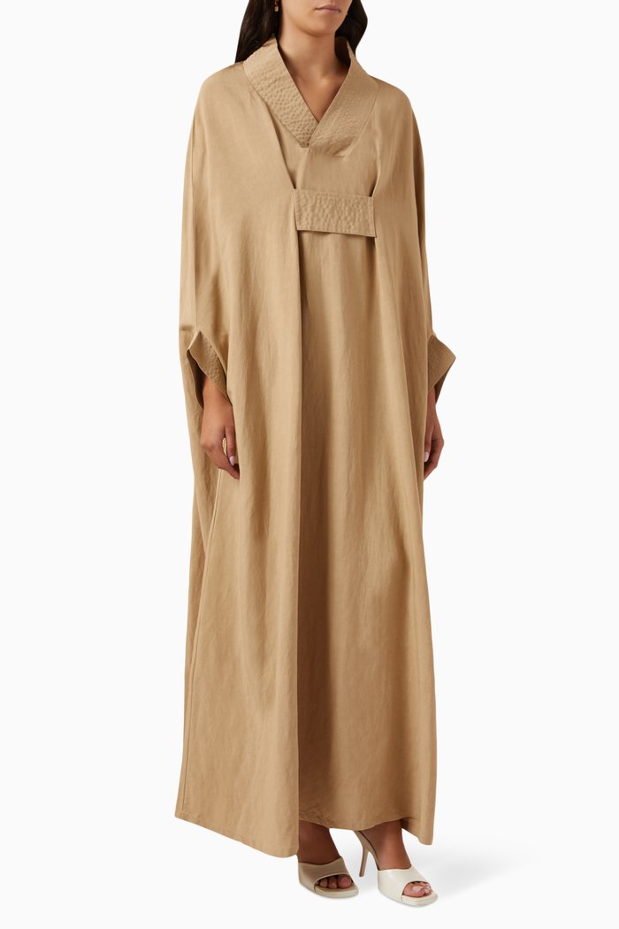 

Oversized Kaftan in Linen Blend, Neutral