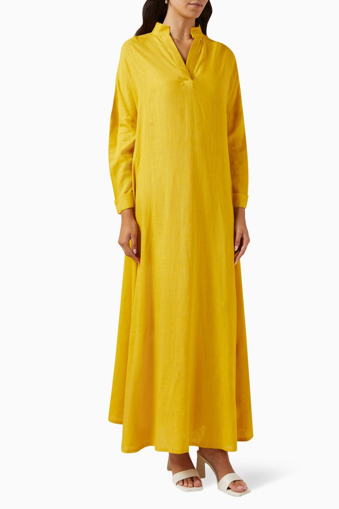 

Cloche Summer Kaftan in Linen Blend, Yellow