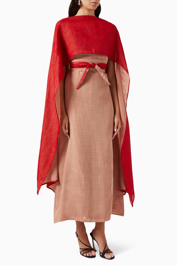 

Shawl Dress in Linen, Red