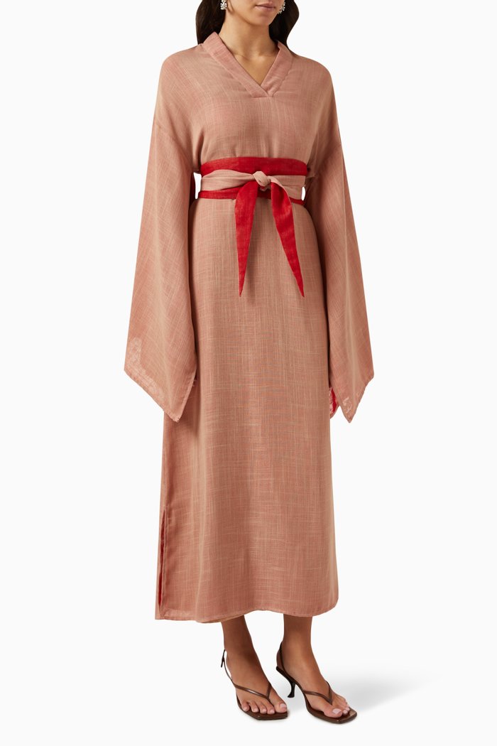 

Kimono Dress in Linen, Red
