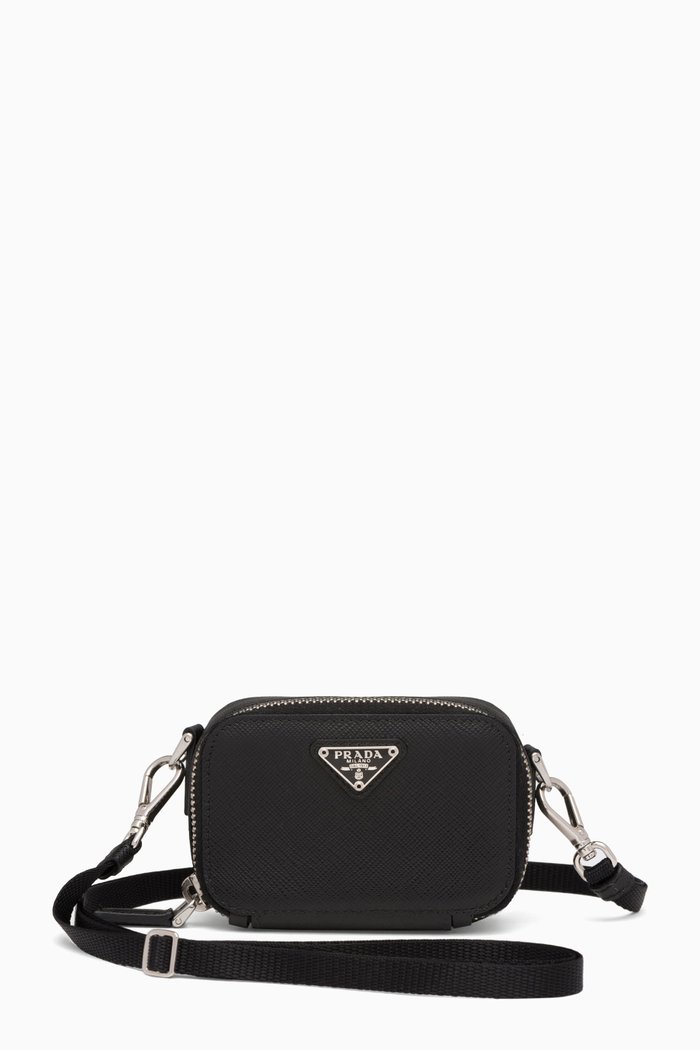 

Saffiano Leather Mini Pouch, Black