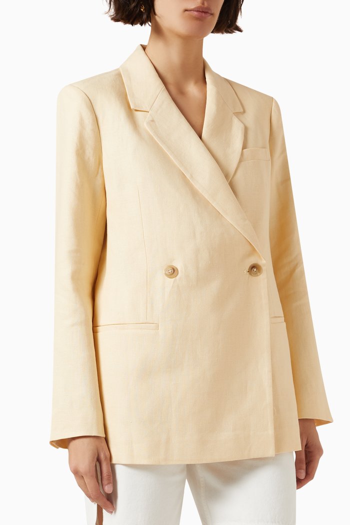 

Kaia Oversized Blazer in Linen, Yellow