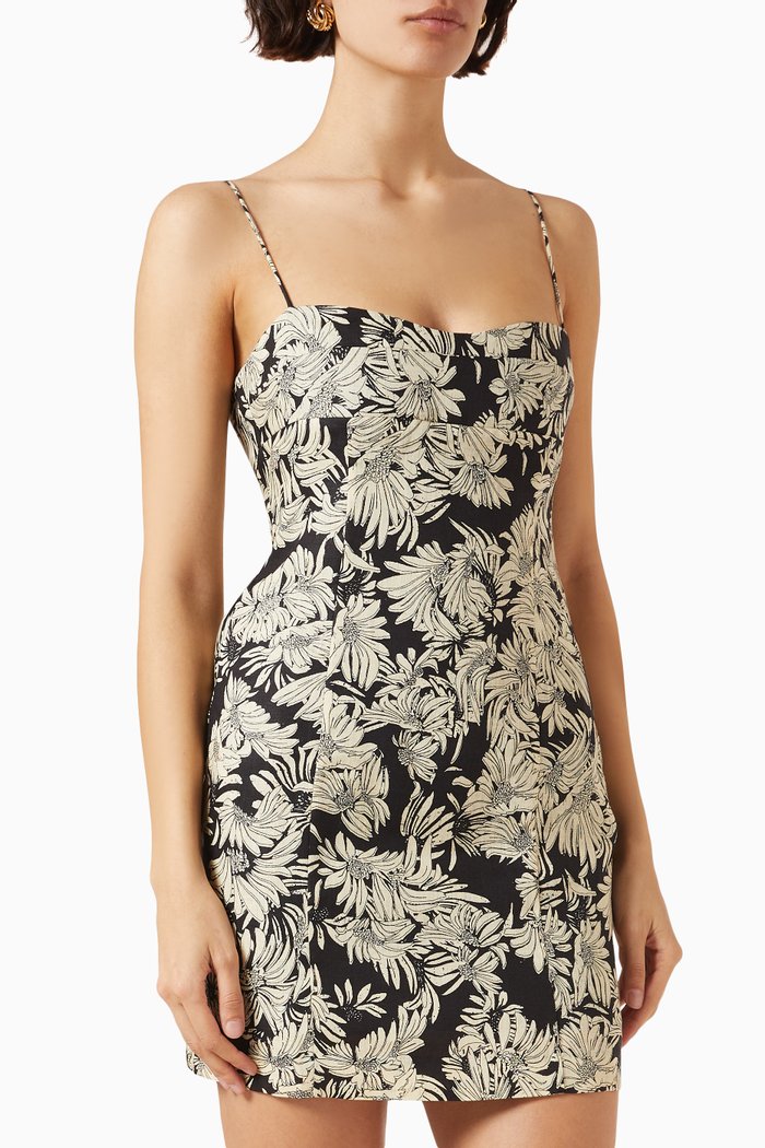 

Keiran Floral-print Mini Dress in Linen, Multicolour