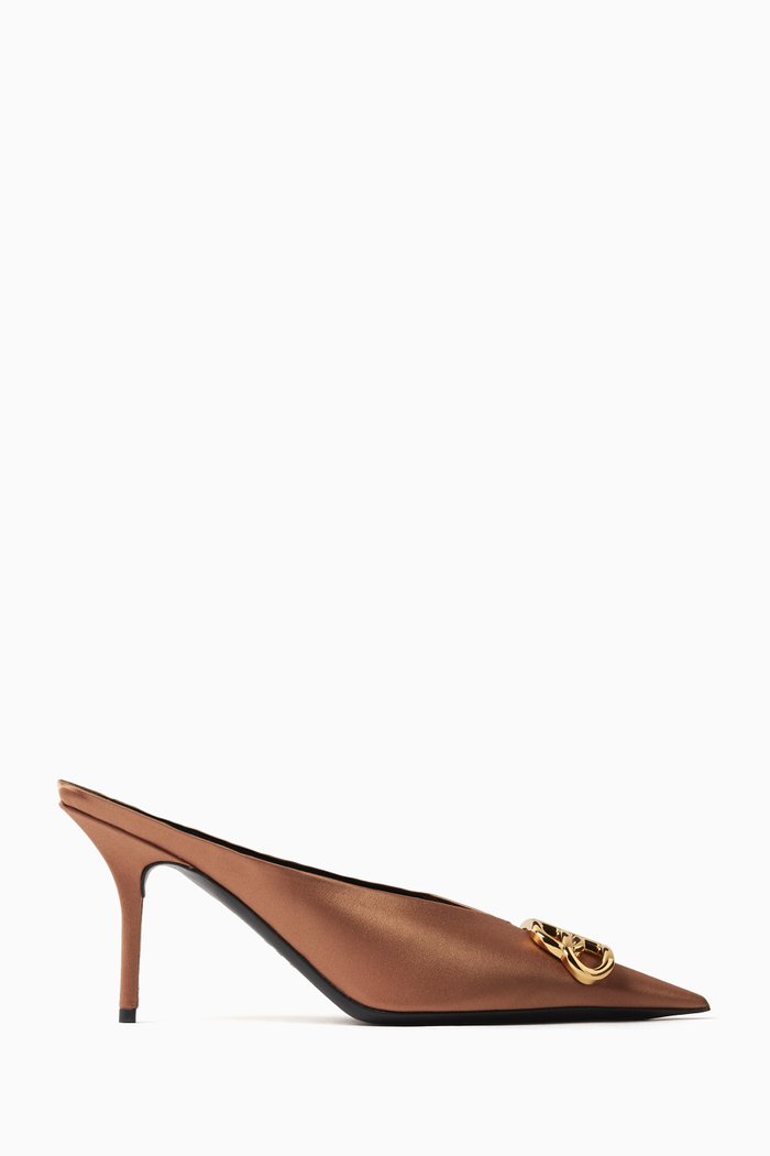 

Square Knife BB 80 Mules in Satin, Brown