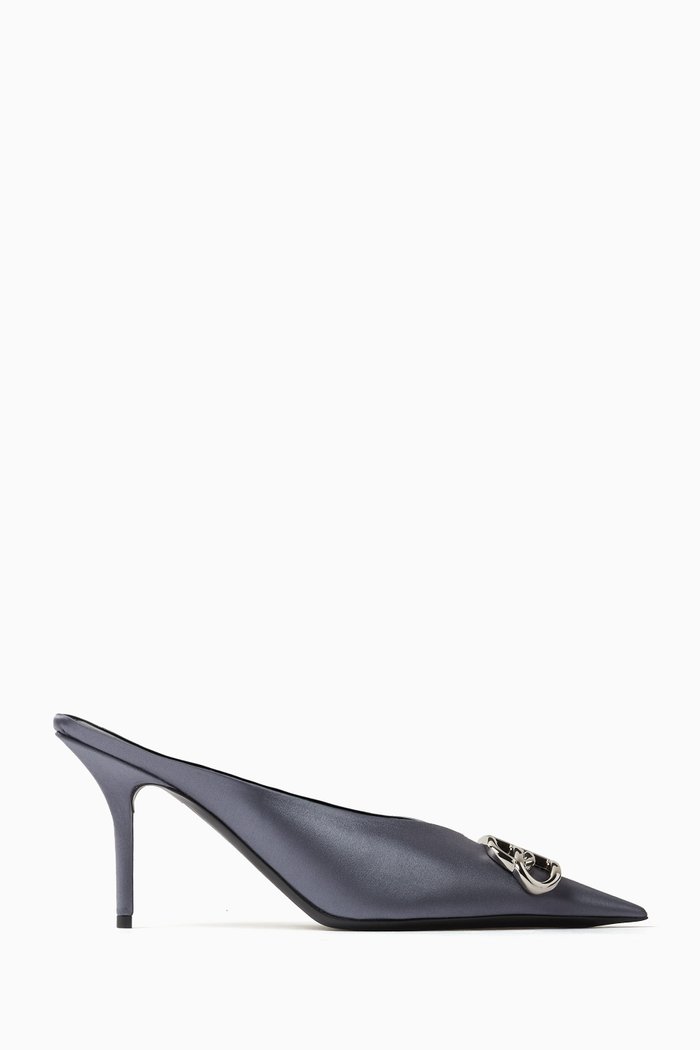 Square Knife BB 80 Mules in Satin, Grey