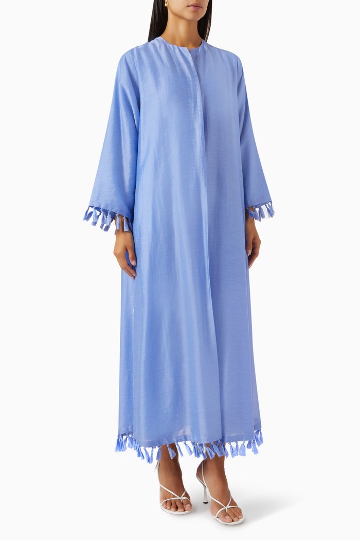 

Knots Abaya in Sustainable Cotton, Blue