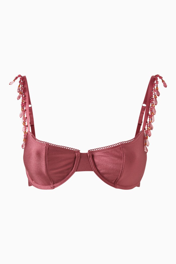 

x Sydney Sweeney Muse Beaded Bikini Top, Pink