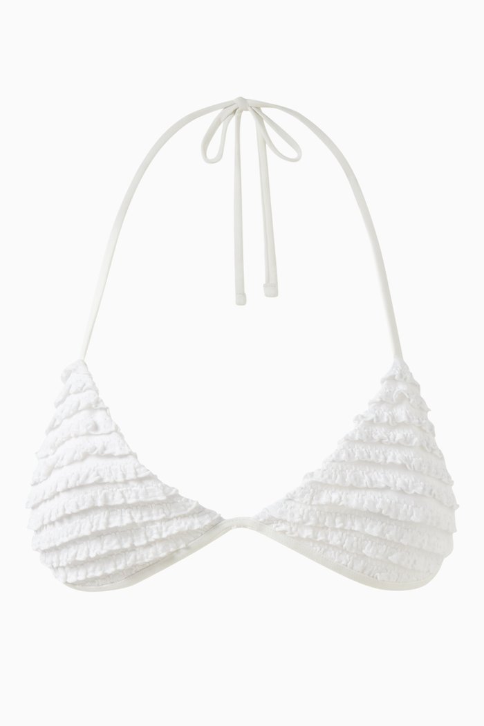

x Sydney Sweeney Nana Ruffled Bikini Top, White
