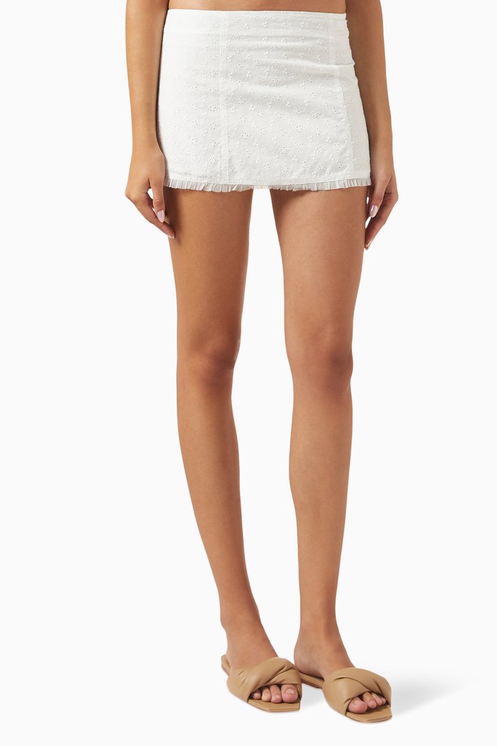 

x Sydney Sweeney Bardot Eyelet Mini Skirt, White
