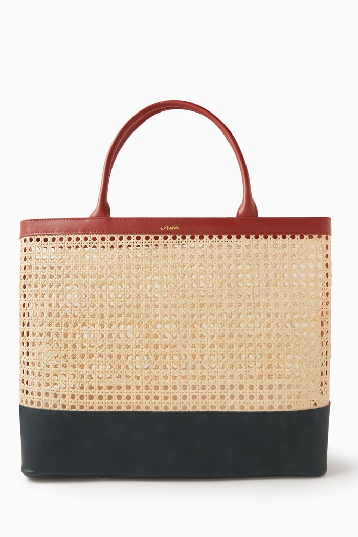

Kaden Cane Tote Bag in Straw, Neutral