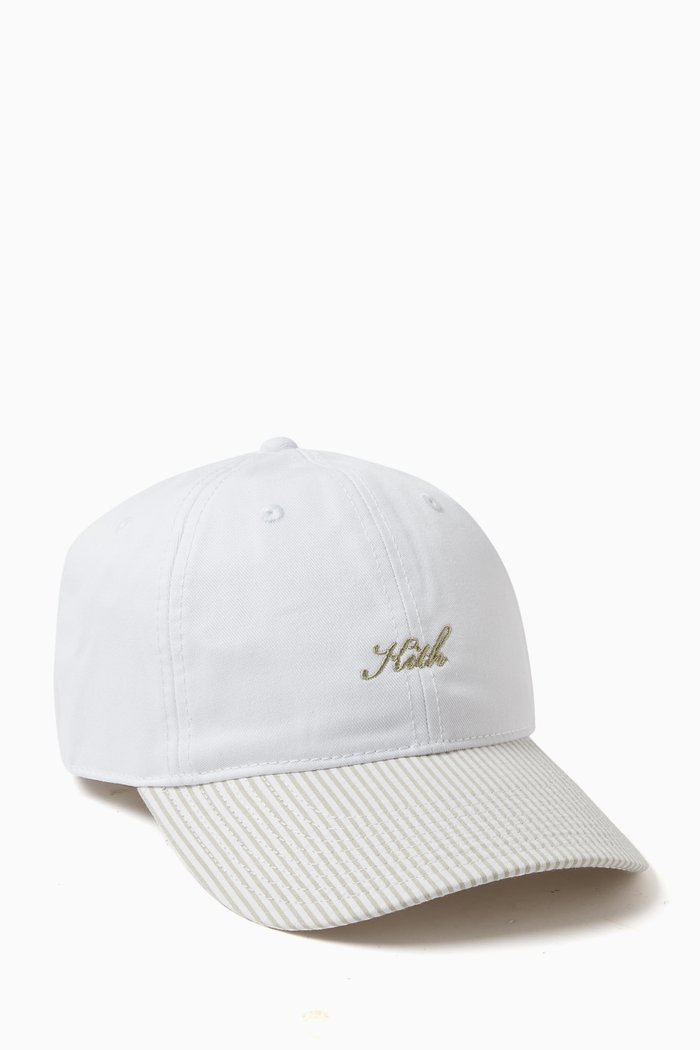 

Blocked Dad Hat in Cotton Seersucker, Green