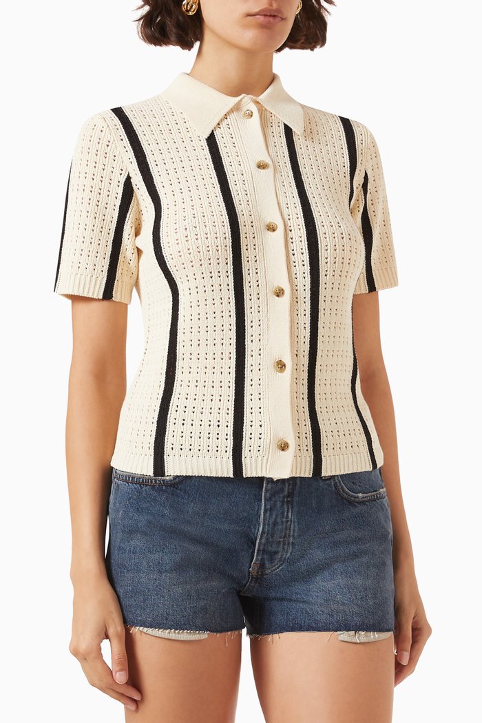 

Alexis Crochet Sweater in Cotton-knit, Black