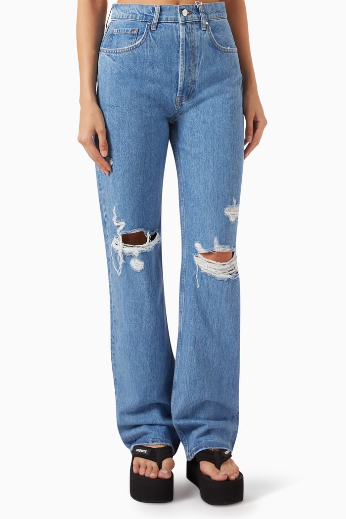 

Gio Distressed High-rise Jeans, Blue