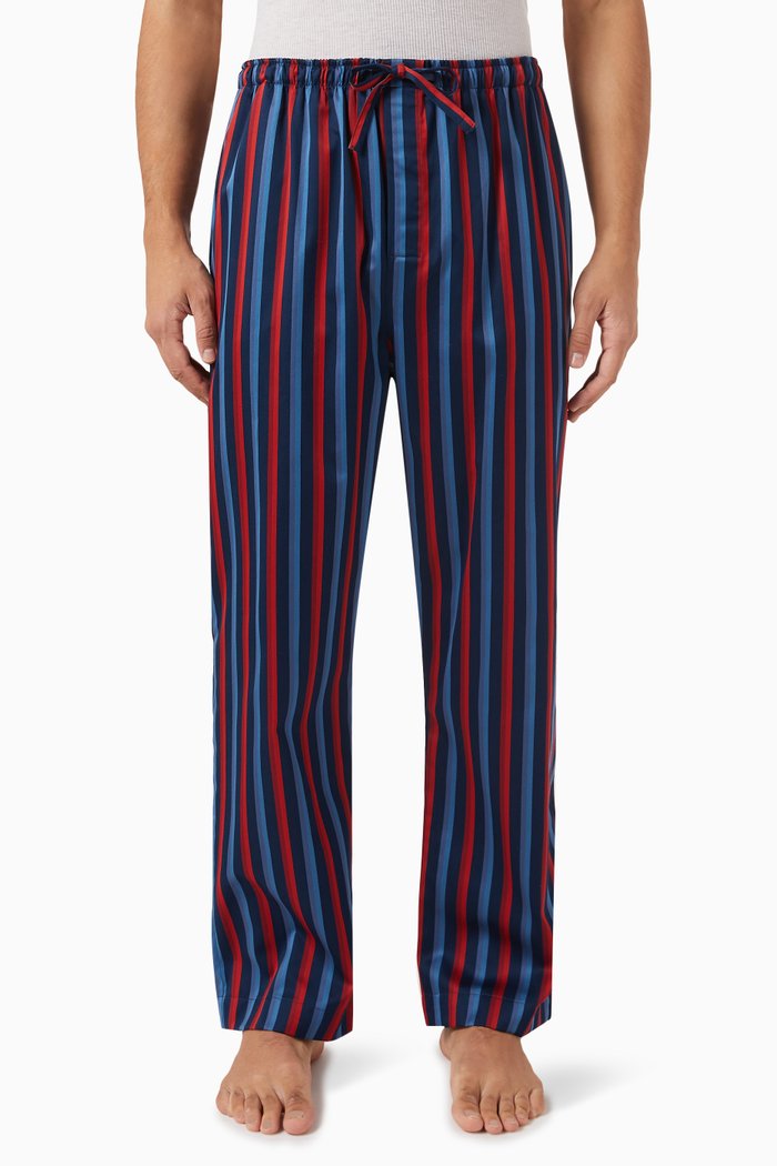 Wellington 55 Striped Lounge Pants in Cotton-satin, Multicolour