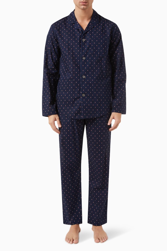 

Nelson Pyjama Set in Cotton, Blue