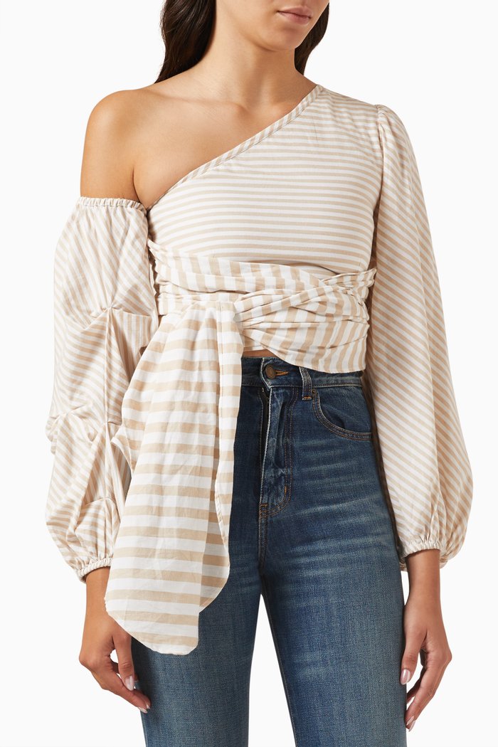 

Sailor One-shoulder Top in Cotton, Neutral