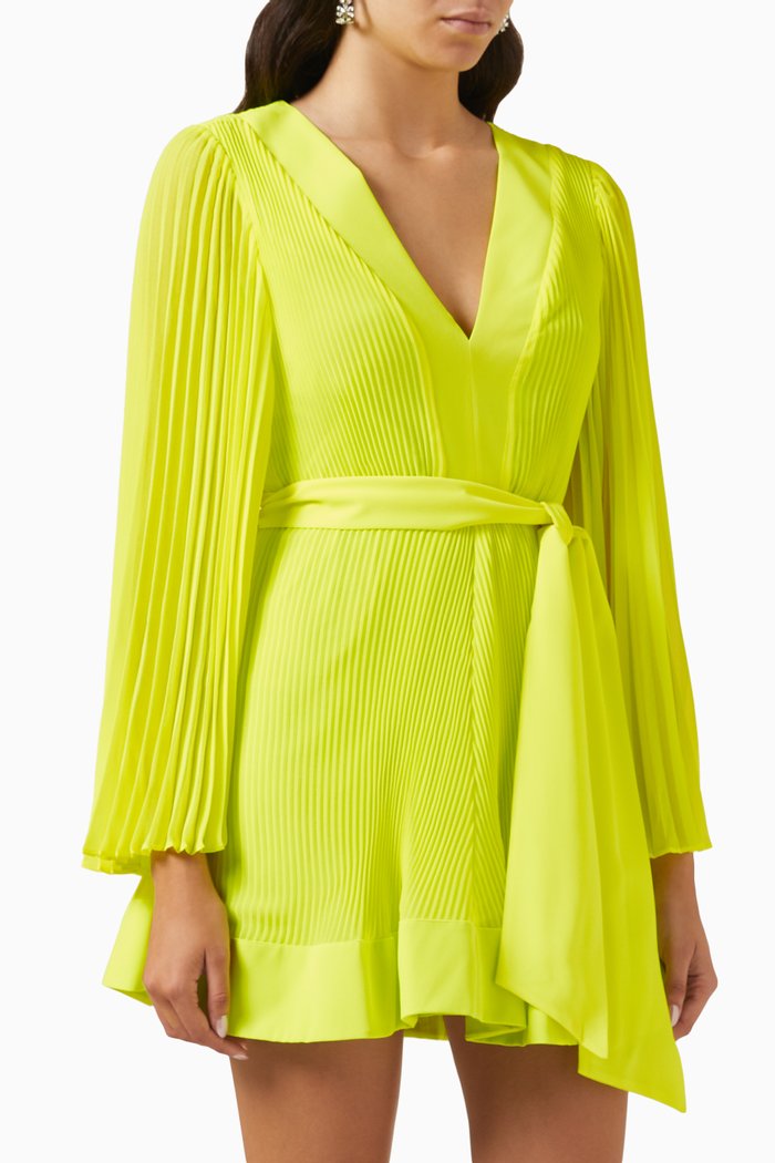 

Oakley Pleated Mini Dress, Yellow
