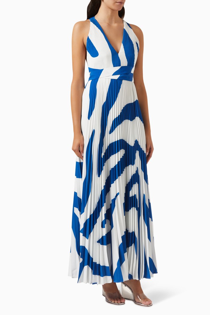 

Oria Print Pleated Maxi Dress, White