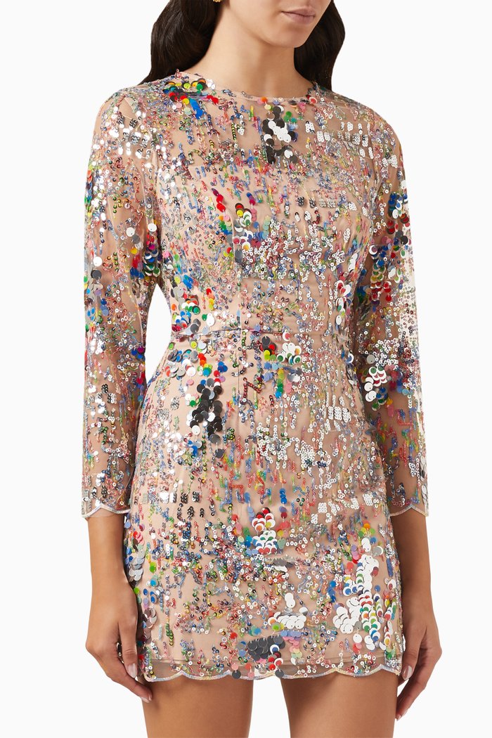 

Leona Sequin Mini Dress, Neutral