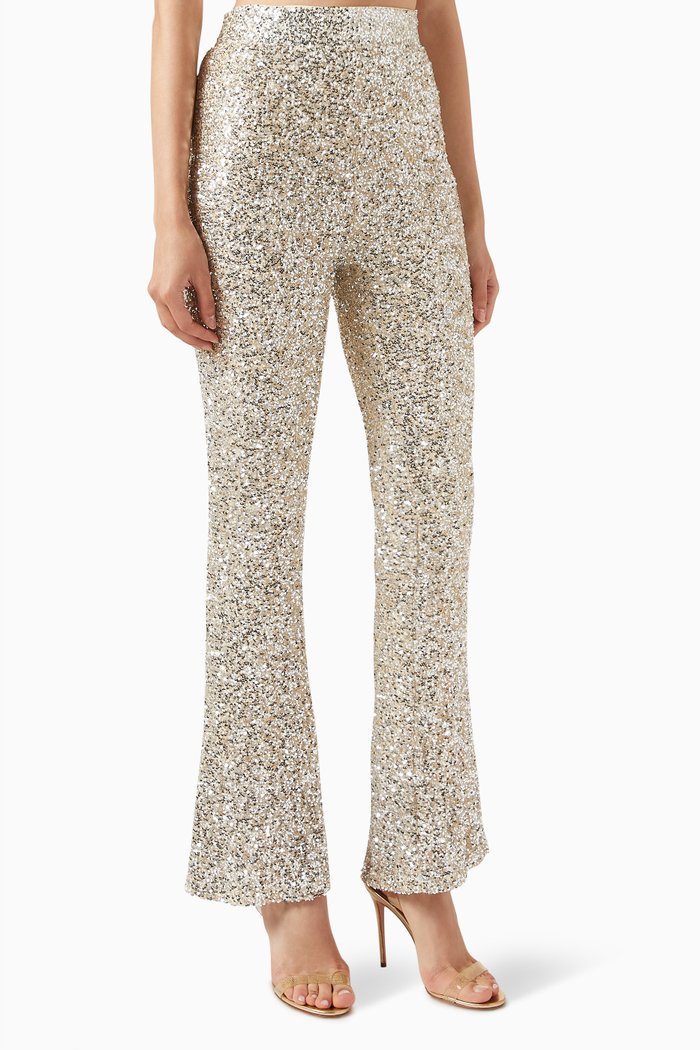 

Flared Pants in Sequin, Silver