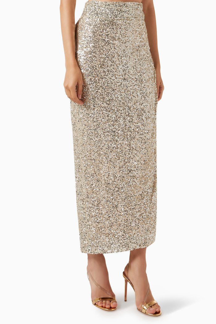 

Jaspre Sequinned Maxi Skirt, Silver