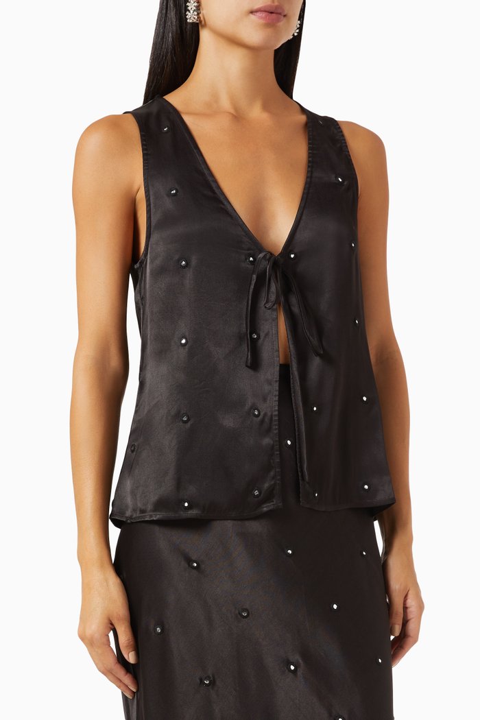 

Mirror Hayley Tie Top, Black
