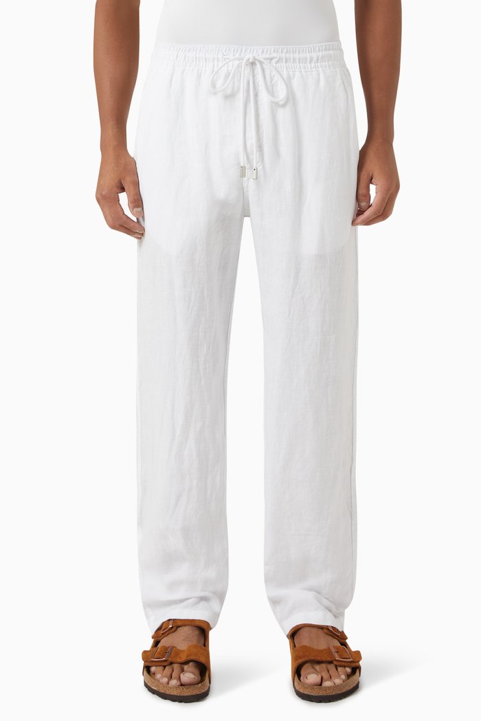 

Logo Patch Trousers in Linen, White