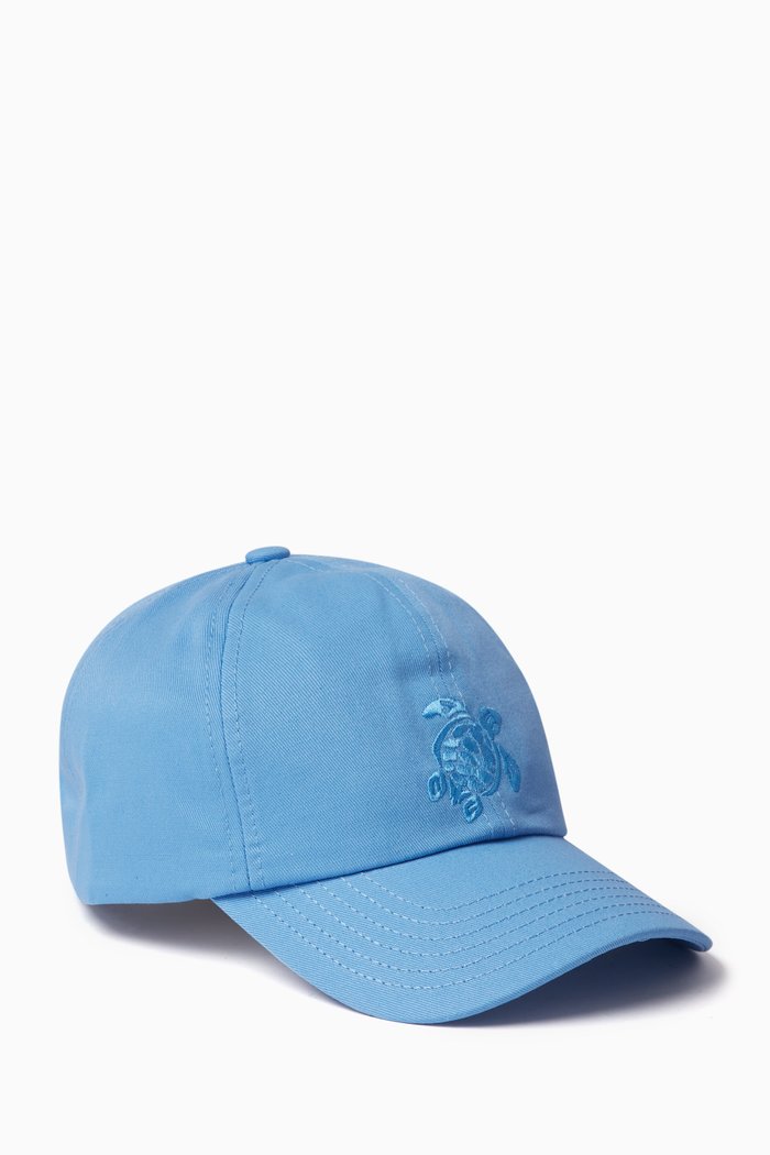 Turtle Embroidery Baseball Cap in Cotton, Blue