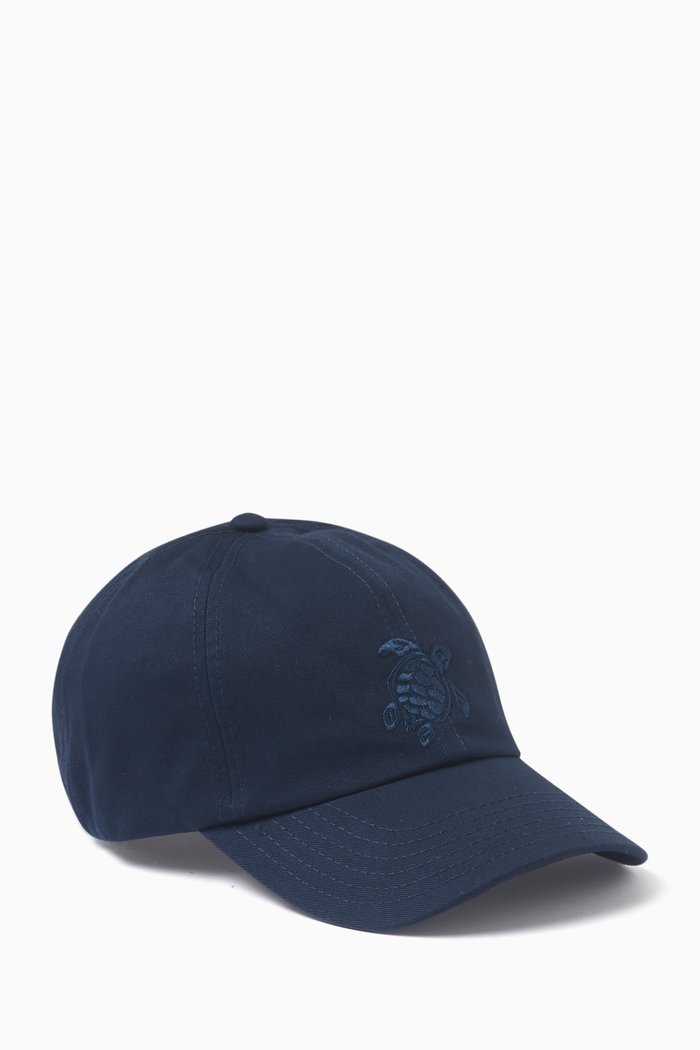 

Turtle Embroidery Baseball Cap in Cotton, Blue