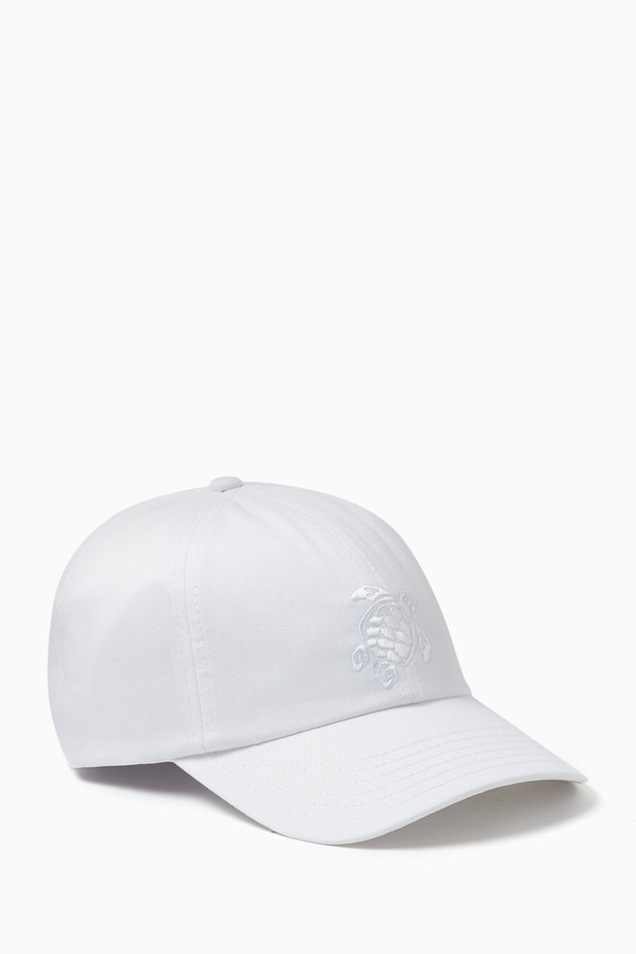 

Turtle Embroidery Baseball Cap in Cotton, White