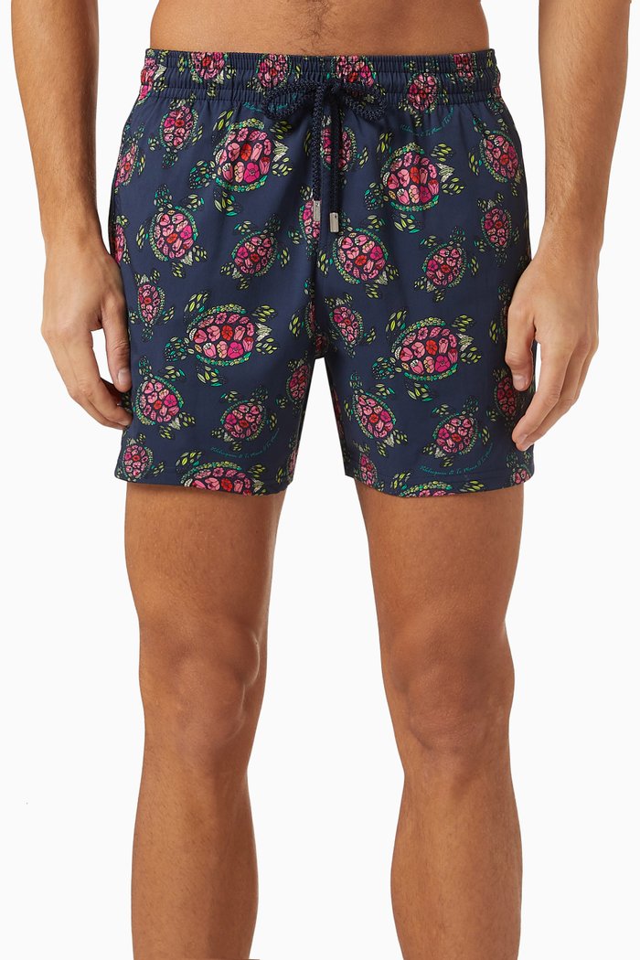 

Provencal Turtles Swim Shorts in Recycled Polyamide Stretch, Blue
