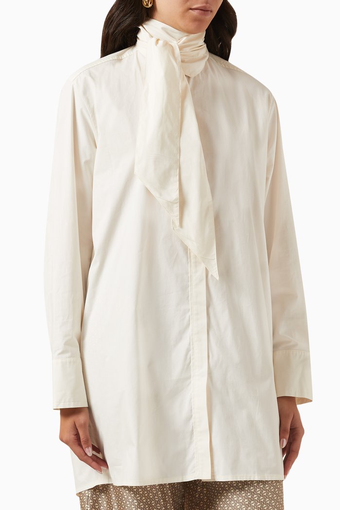 

Evie Scarf Shirt in Cotton-poplin, Neutral