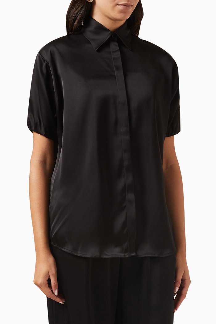

Collected Shirt in Satin, Black