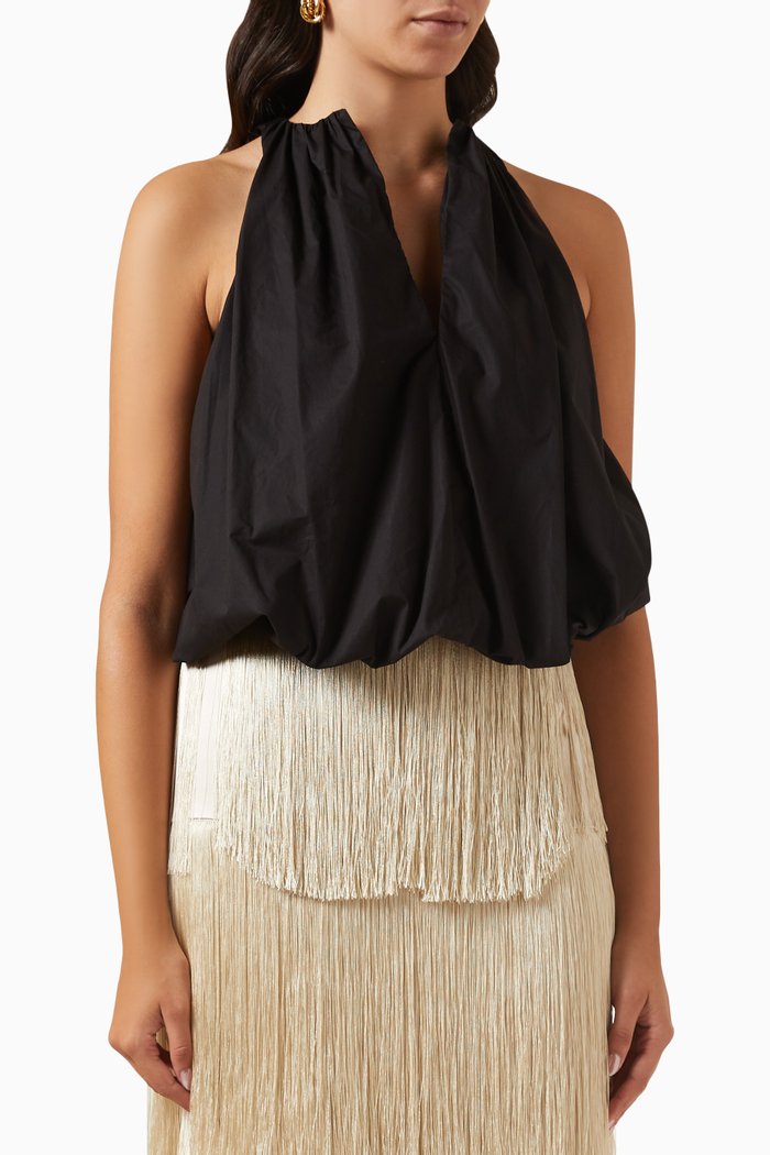 

Circa Split Tank Top in Cotton-poplin, Black
