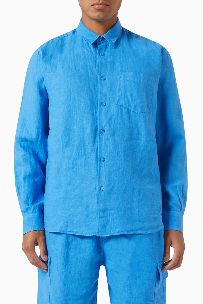 

Caroubis Shirt in Linen, Blue