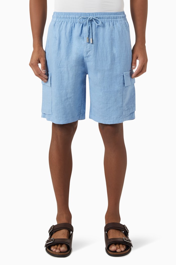 

Baie Bermuda Shorts in Linen, Blue